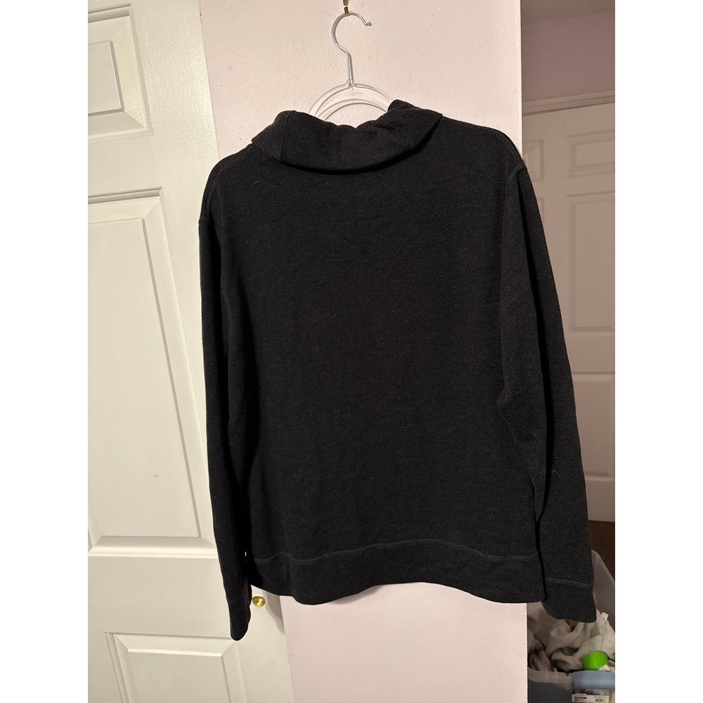 J.Crew Vintage Fleece Mens Hoodie Black Button Shawl Neck Pocket Large - Picture 4 of 4